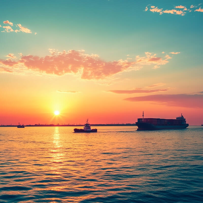 Hafen in Brunsbüttel bei Sonnenuntergang